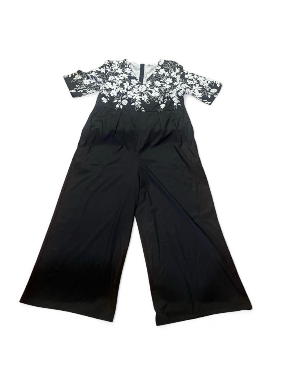 Made With Love Jumpsuit Sz XL Black & White Floral Wide-Leg Special Events